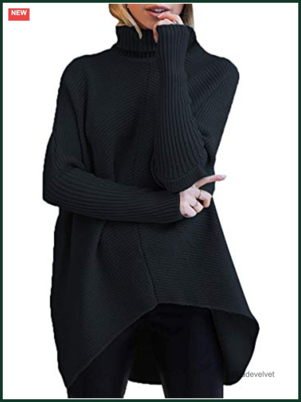 Oversized Turtleneck Sweater Batwing Sleeve Tunic Top Fall Winter Layering